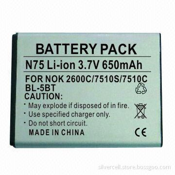 Li-ion Battery for Nokia BL-5BT, with 650mAh Capacity